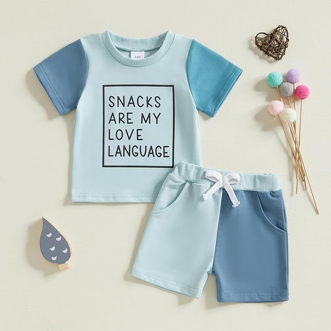 Boys Snacks are my Love Language tee + shorts outfit